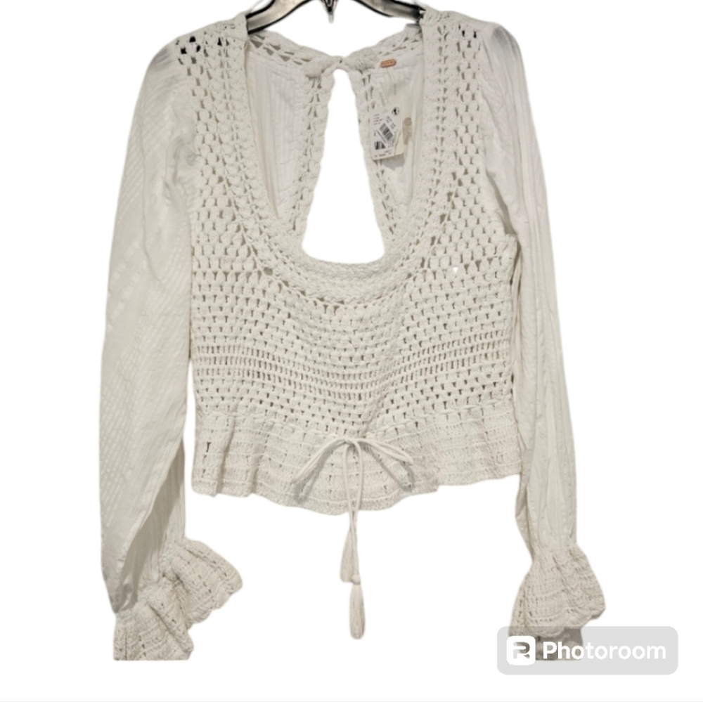 Free People White Crochet Blouse - Picture 4 of 11